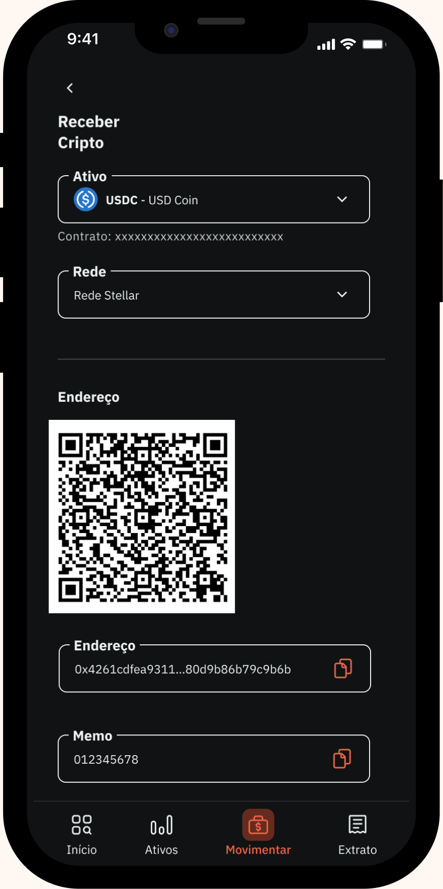 Move funds in dark mode
