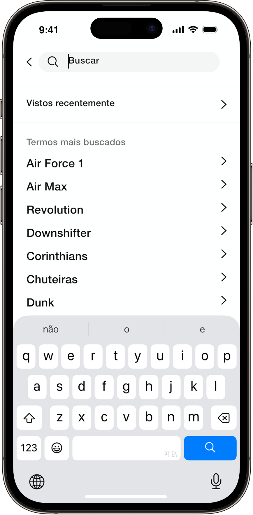 Nike App search screen