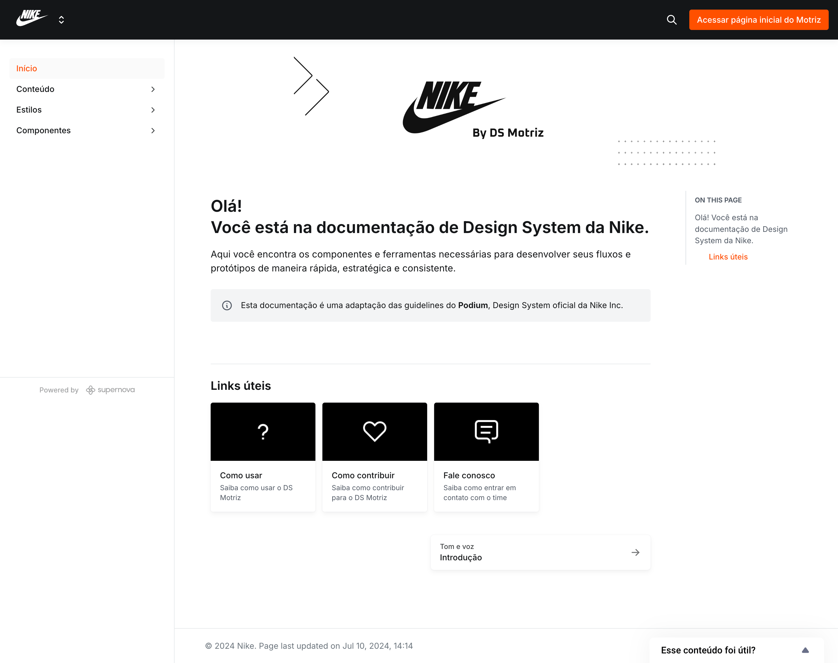 Nike design system documentation overview