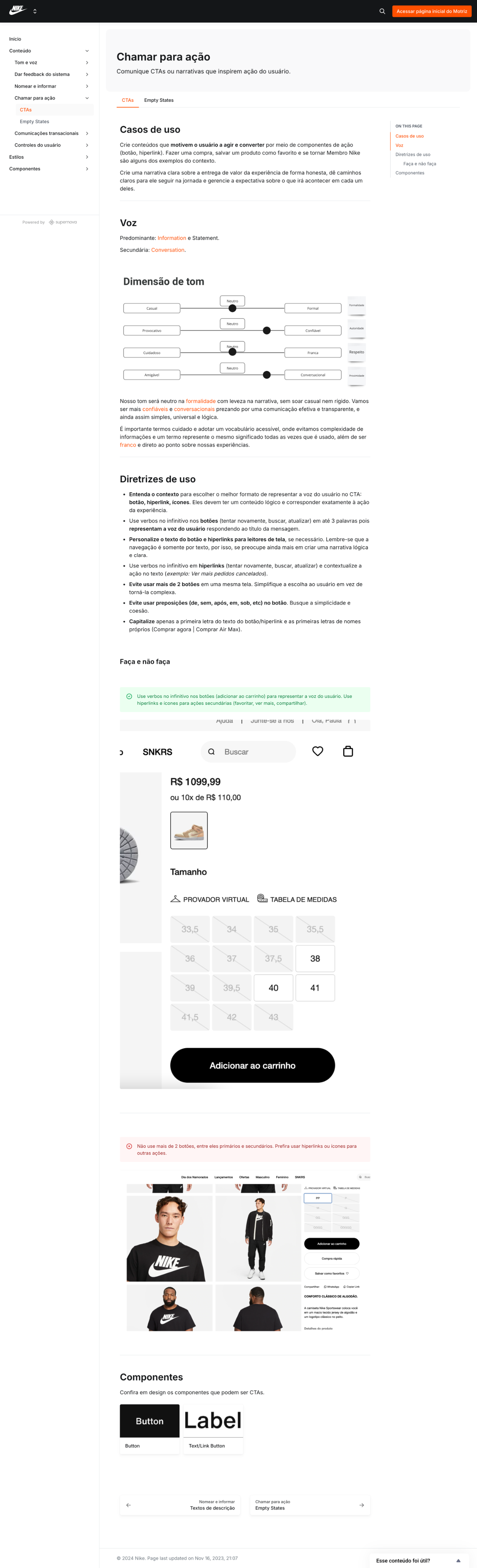 Nike design system voice guidance