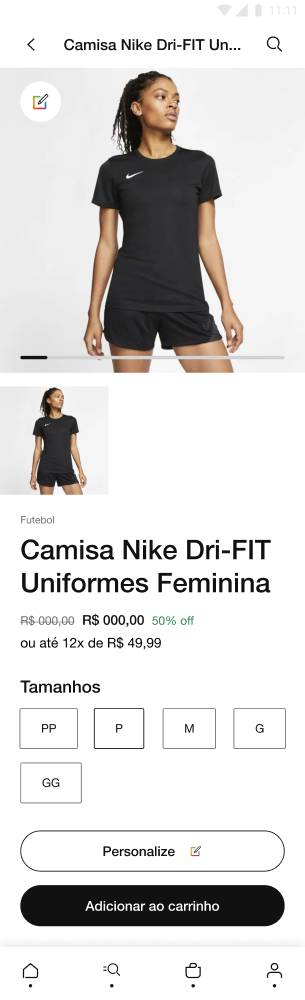 Product page before the design system